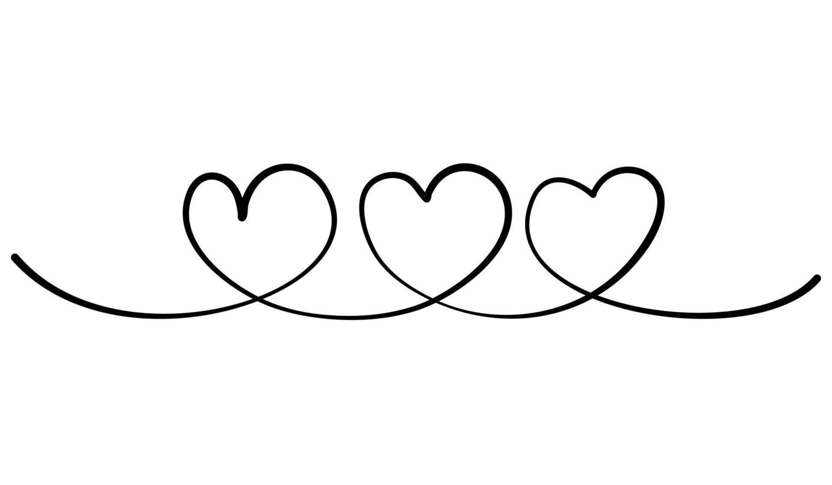 Hand drawn Continuous line drawing of hearts. Wedding, love and relationships background. Doodle vector illustration.