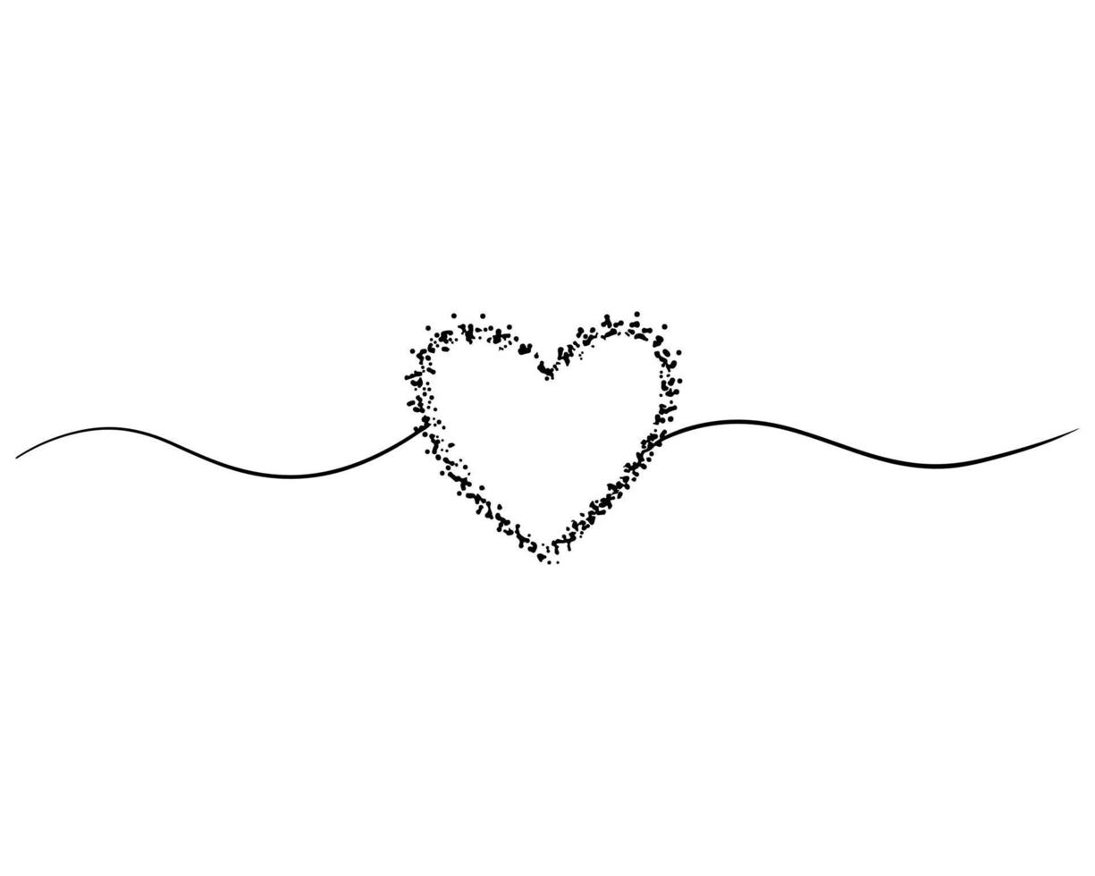 Tangled grungy round scribble hand drawn heart with thin line, divider shape. Vector illustration Isolated on white background.