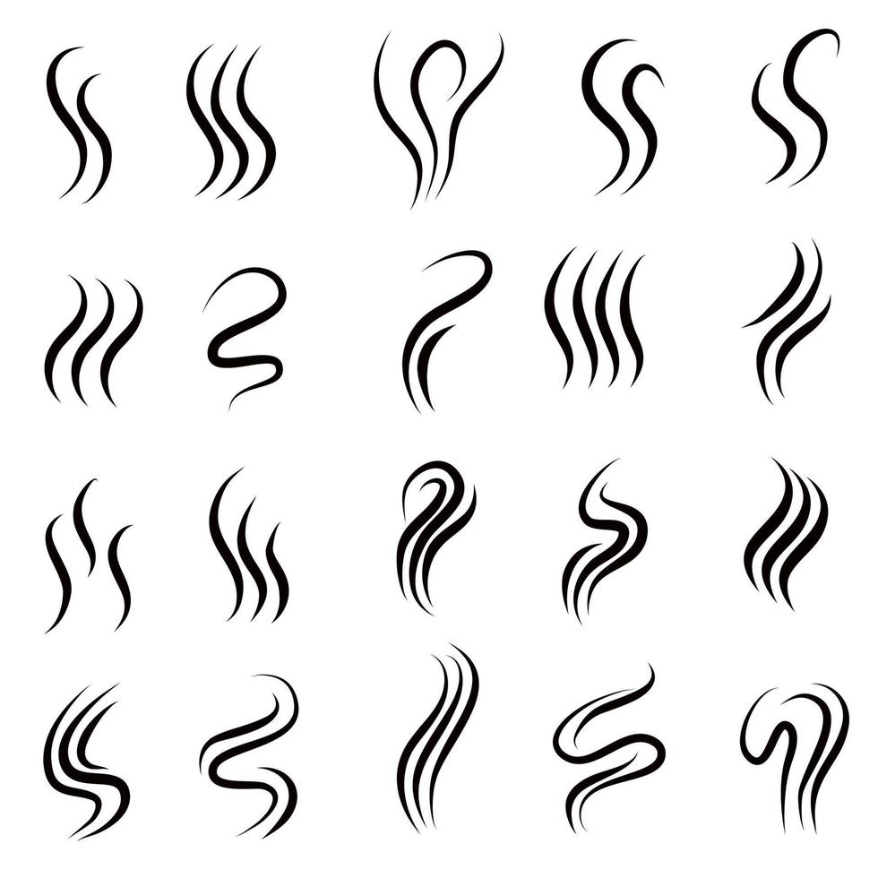 set of hand drawn vector doodle smoke symbol. Aroma smell icon. Vector illustration.