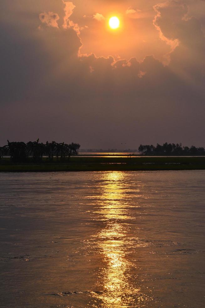 golden hour at river photo