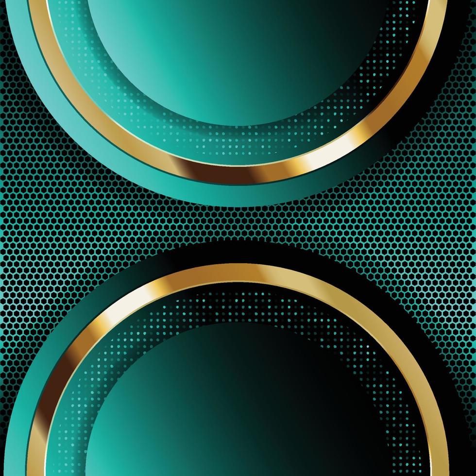 Vector color abstract geometric banner with gold shapes.