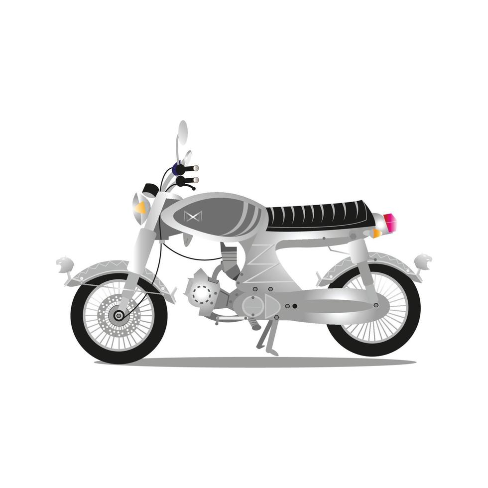 The old silver motorbike is attractive vector