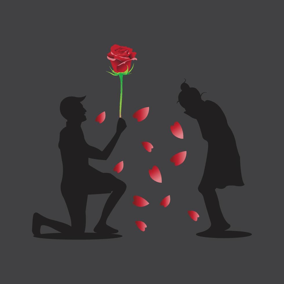 give beautiful roses on valentine's day vector