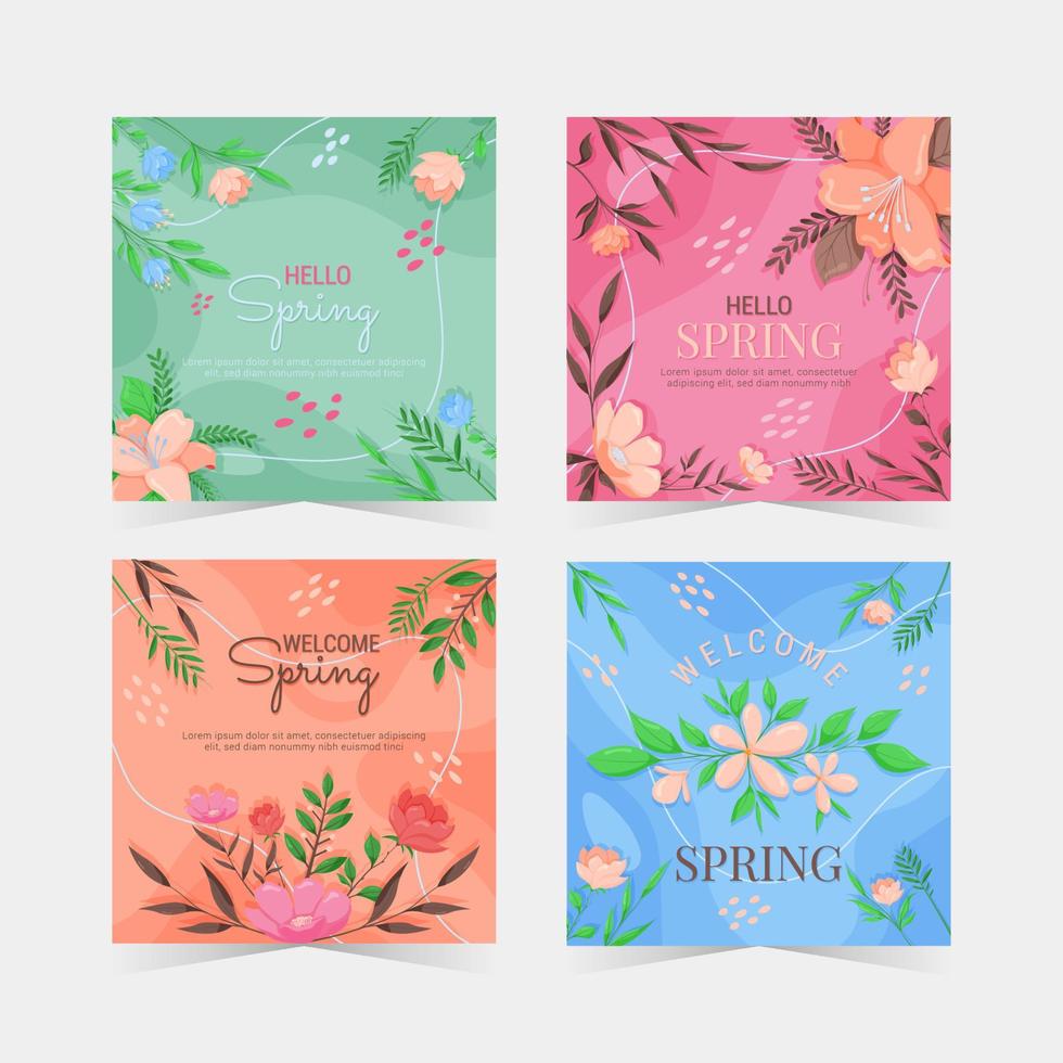 Spring Floral Social Media Post vector