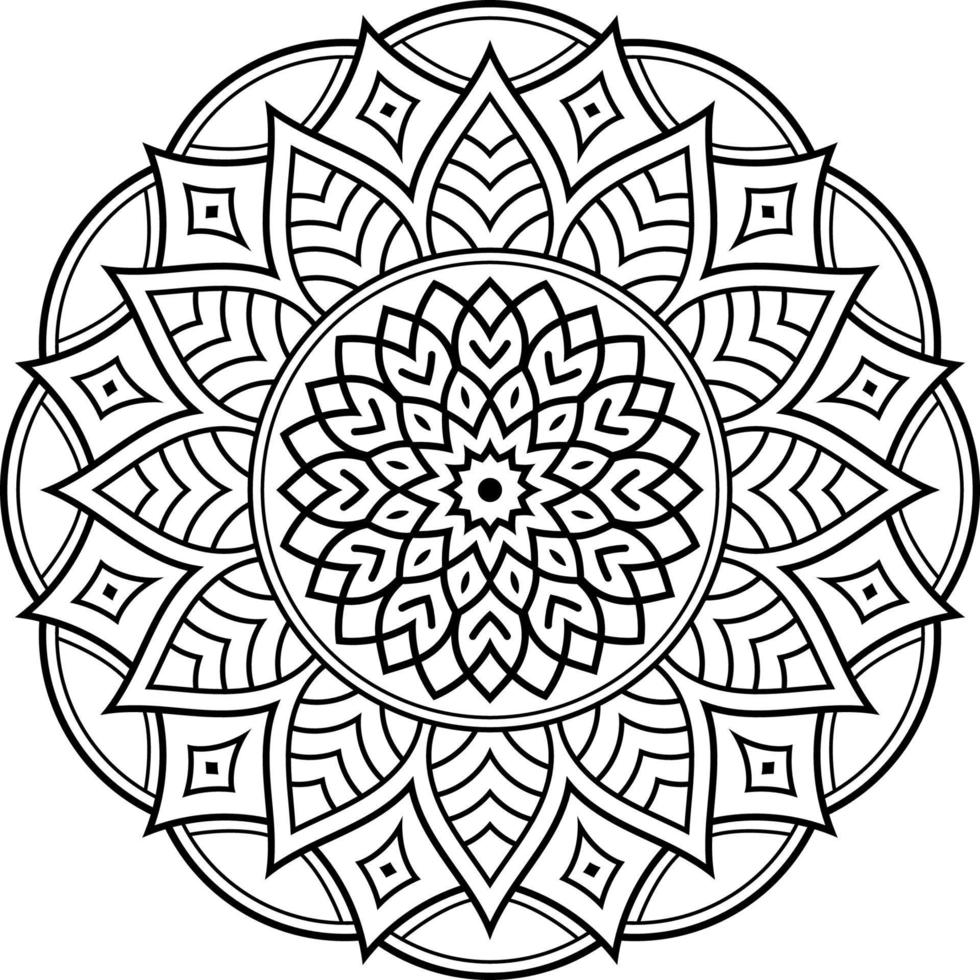 Coloring book page mandala, Circular pattern for Henna, Mehndi, tattoo, card, print, cover, banner, poster, brochure, decoration vector