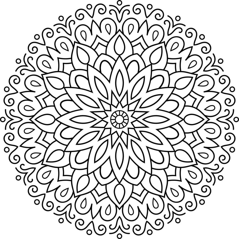 Decorative ethnic round mandala pattern. Coloring book page for kids and adults. Outline drawing vector