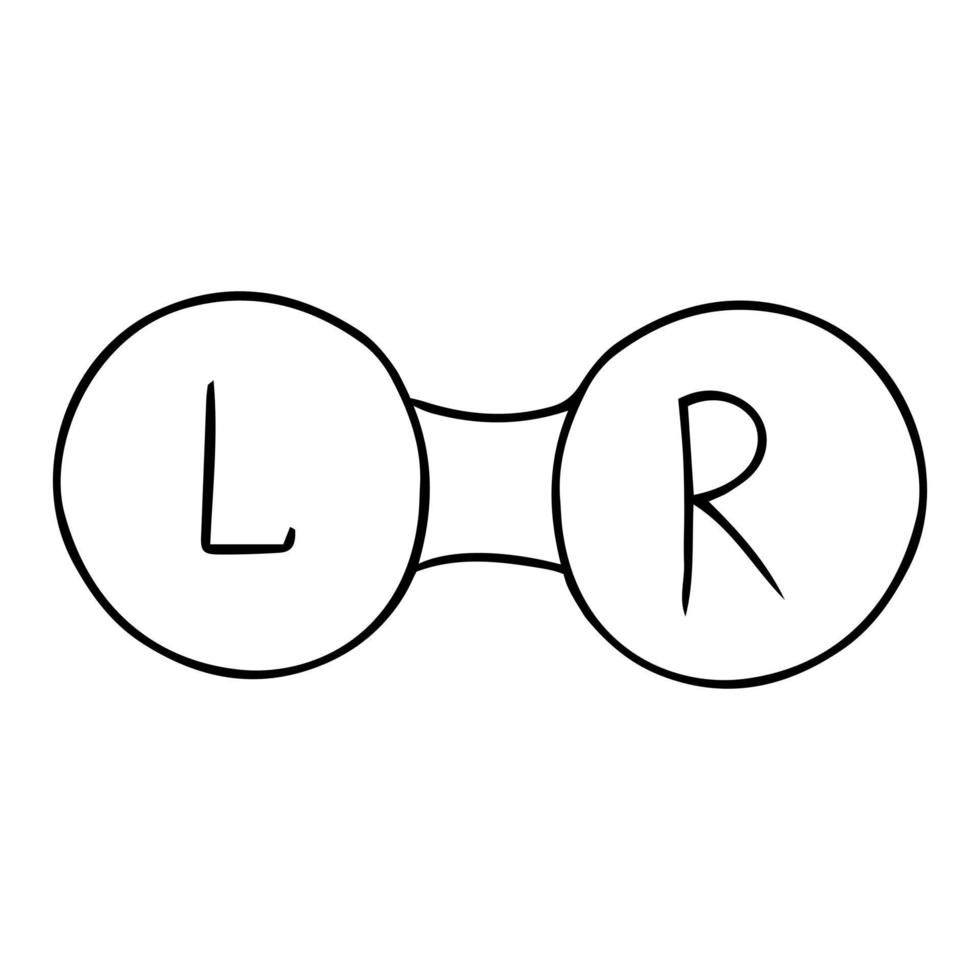 contenedor de lentes aislado sobre fondo blanco. elemento óptico para guardar lentes de contacto en estilo doodle. vector