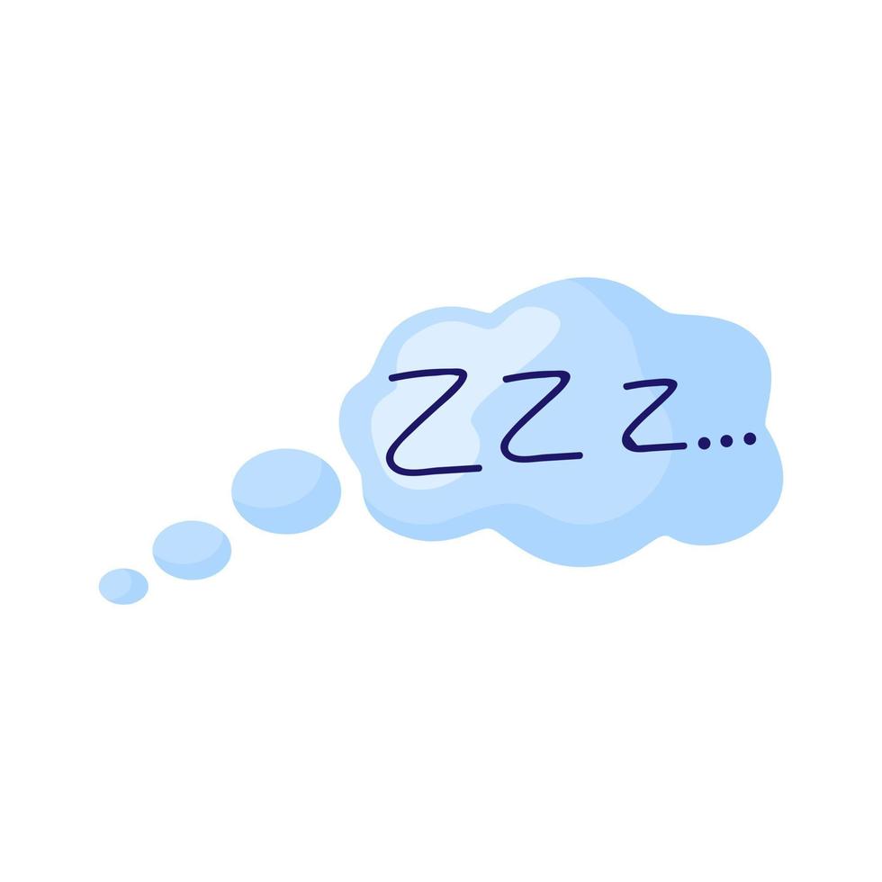 Thought-balloon sleep on white background. Comic speech bubble isolated sticker vector in style