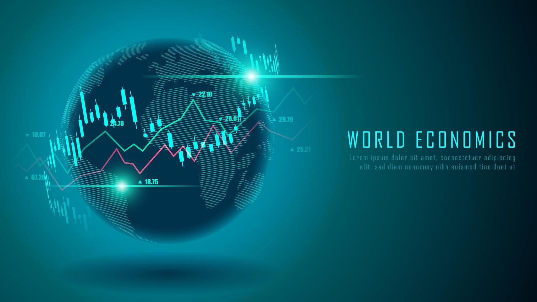 Global with graph in futuristic concept suitable for financial investment or Economic trends business idea and all art work design. Abstract finance background vector