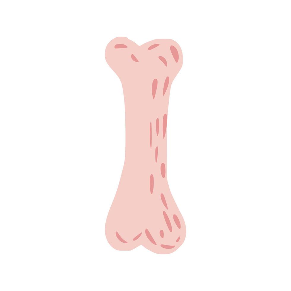 hueso rosa aislado sobre fondo blanco. boceto medio de tamaño de hueso simple dibujado a mano en garabato de estilo. vector