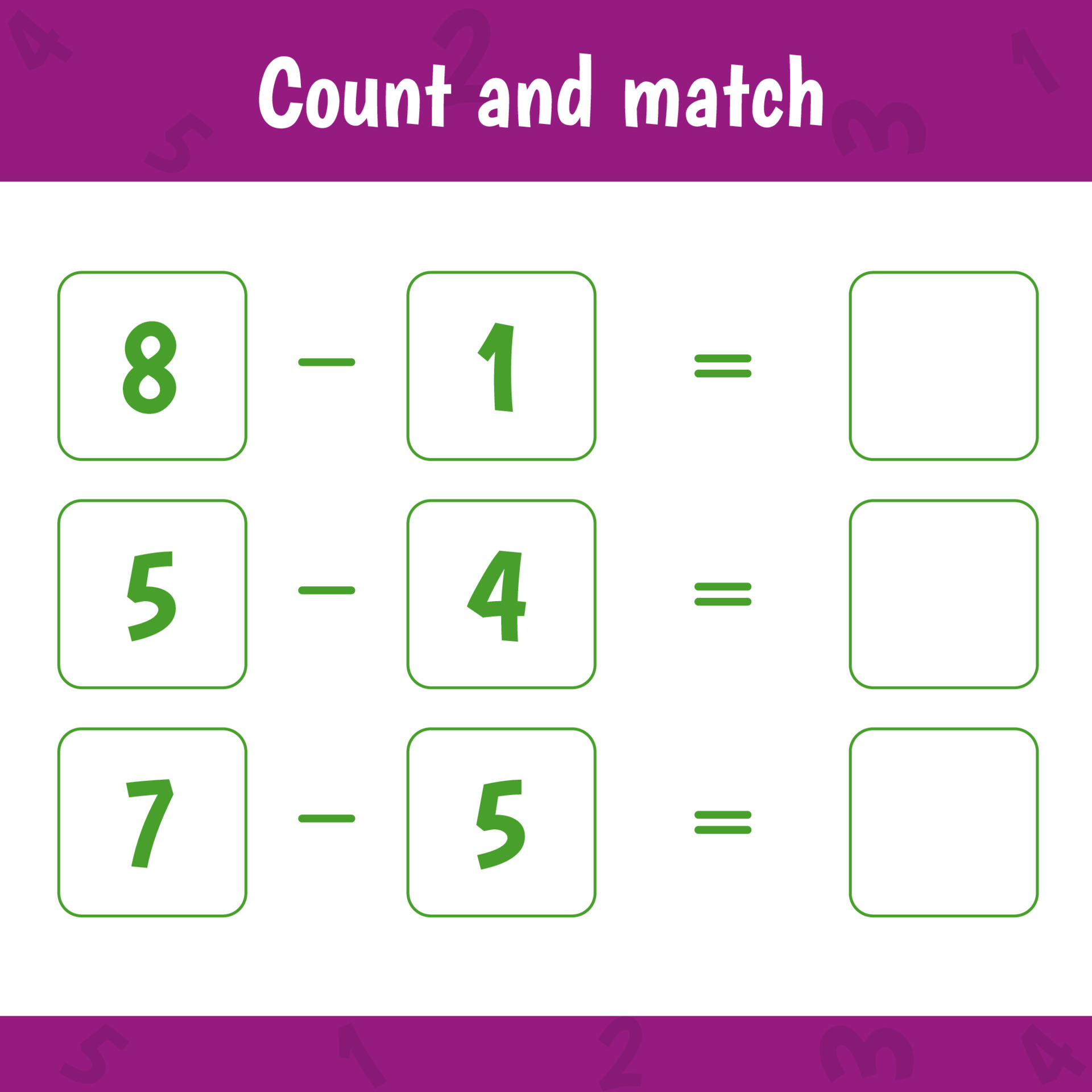 educational worksheet for preschool kids count and match math game for children 5719365 vector art at vecteezy