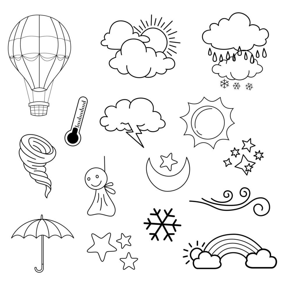 vector set of weather doodle elements, for design purposes