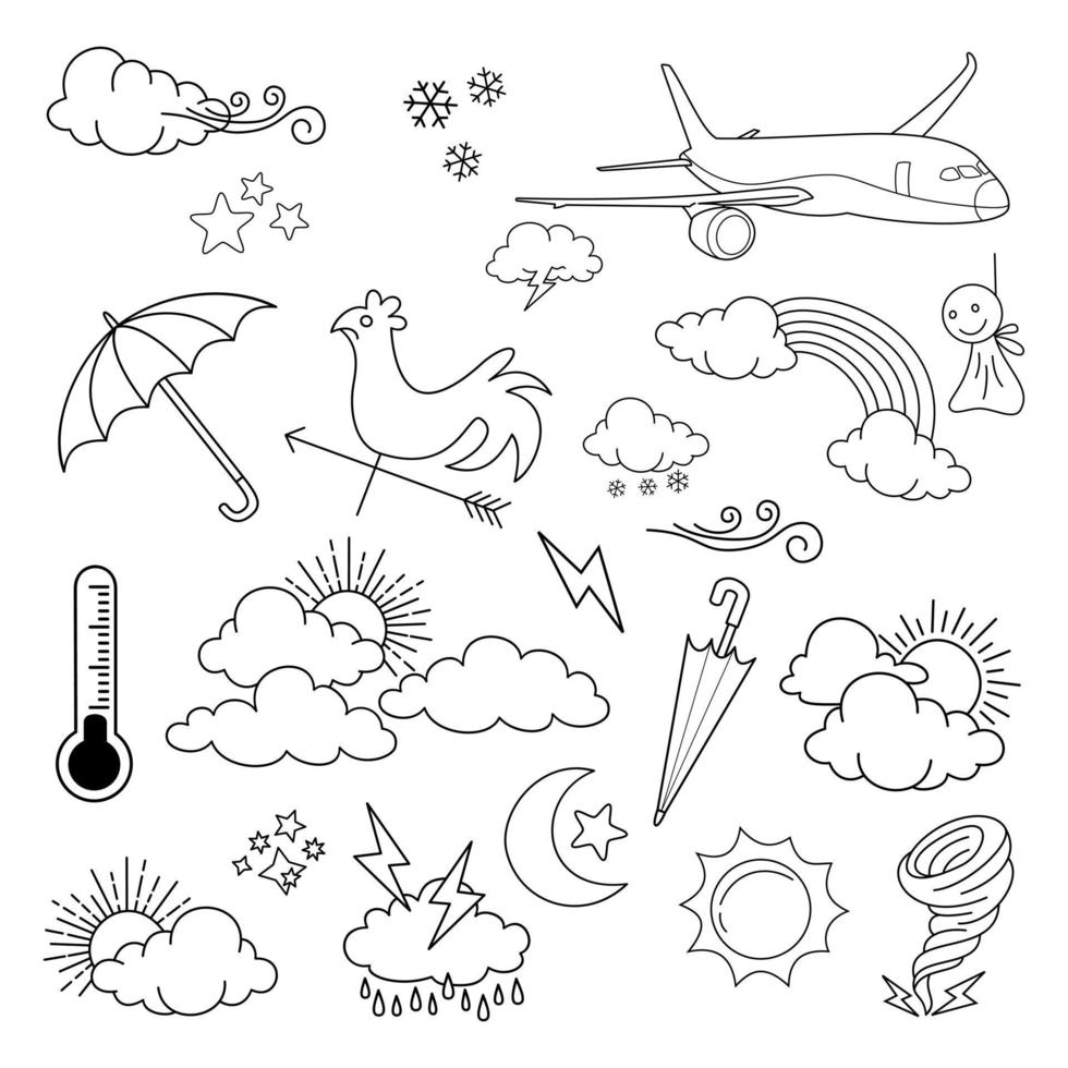 vector set of weather doodle elements, for design purposes