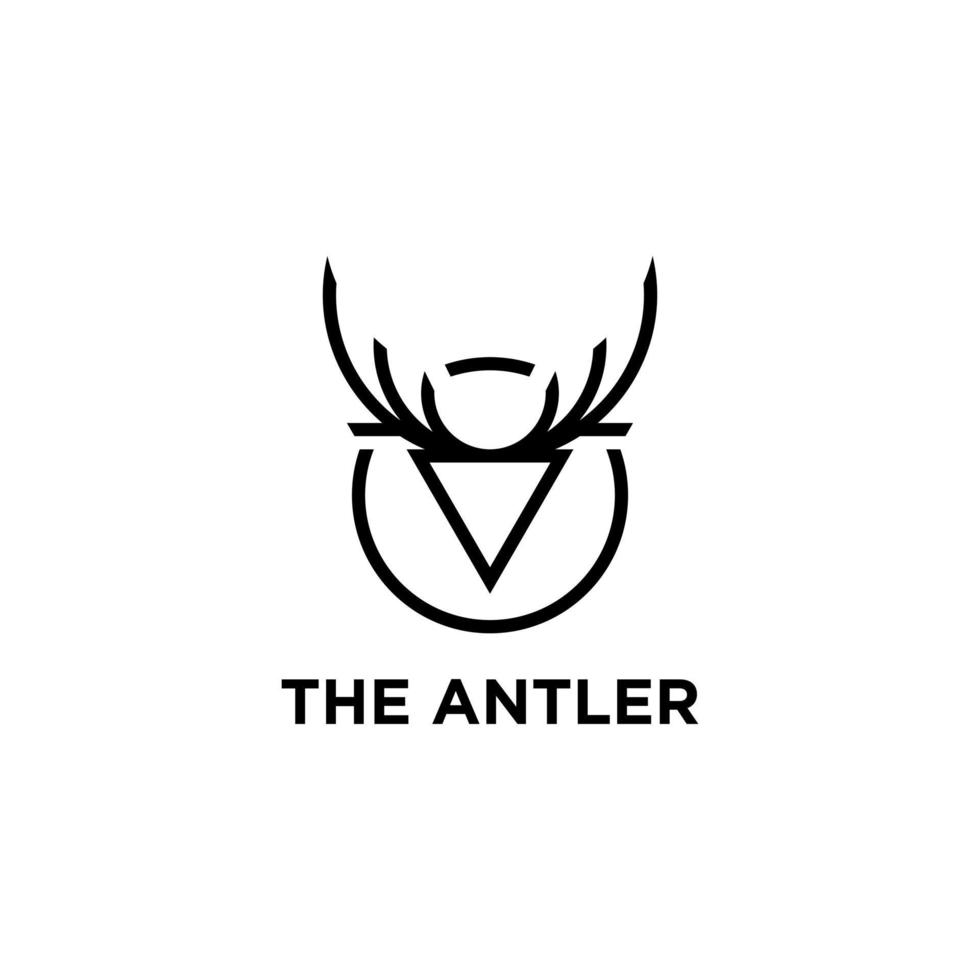 simple line abstract antler circle black logo design template vector