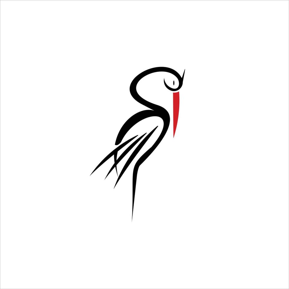 Animal vector standing stork bird flat illustration