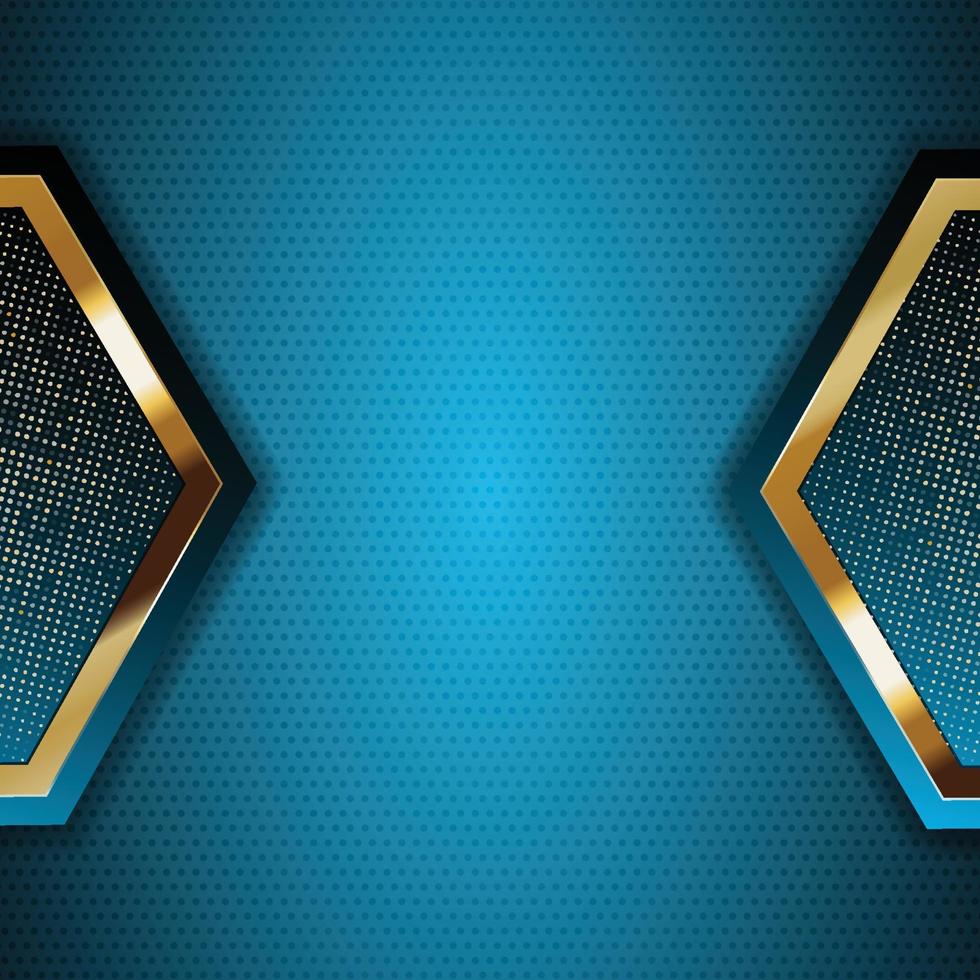 Vector color abstract geometric banner with gold shapes.