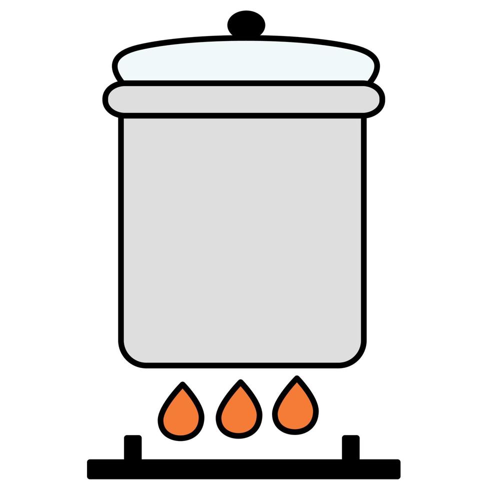 Saucepan on stove fire vector