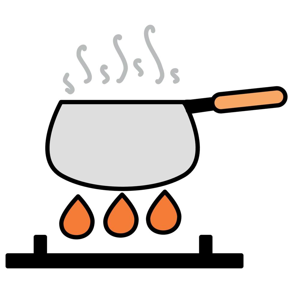 Ladle on fire stove vector