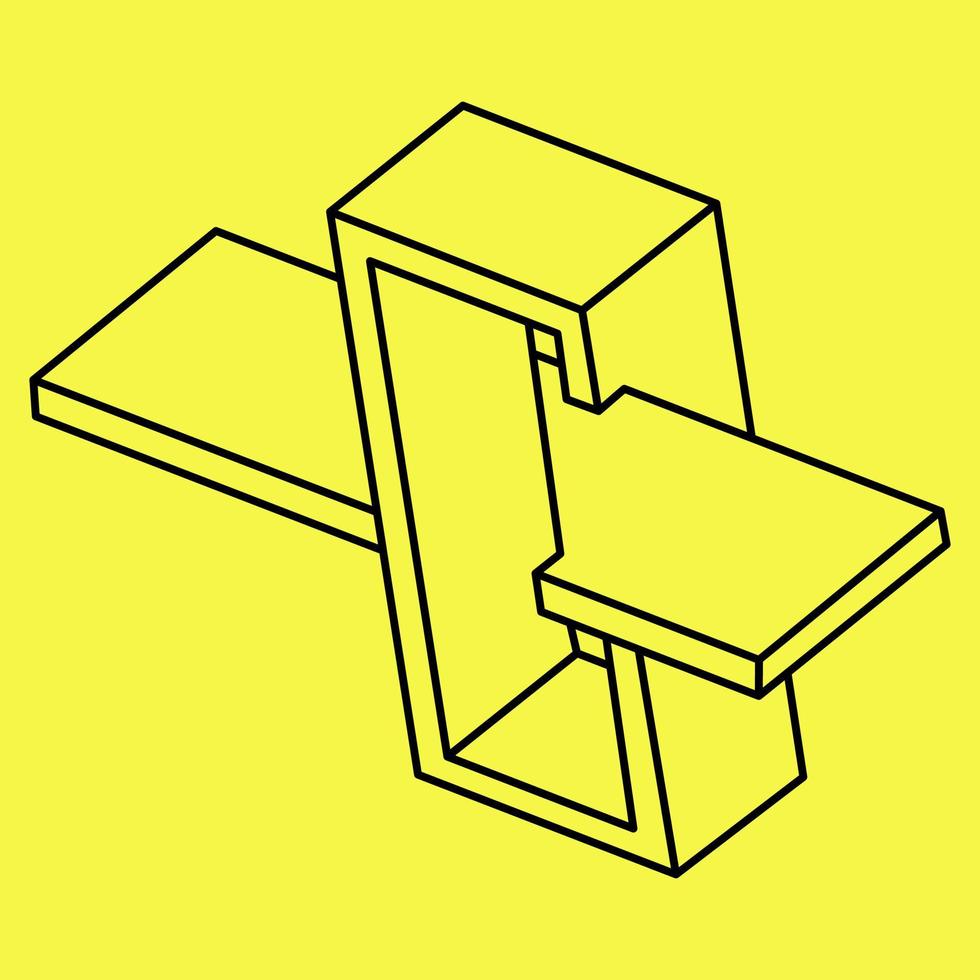 Impossible shape. Web design element. Optical Illusion object. Line design. Geometric figures. vector