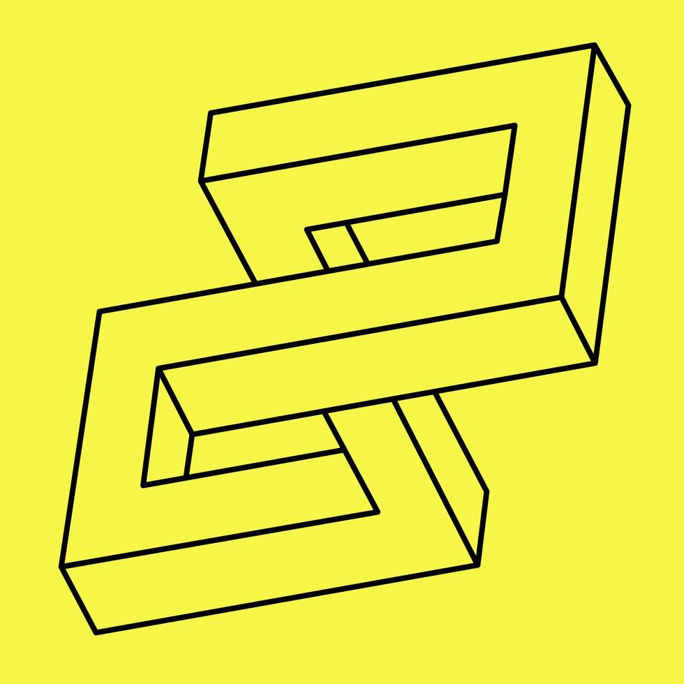 Optical illusion. Vector illustration isolated on yellow. Sacred geometry. Black lines on a yellow background. Op art.