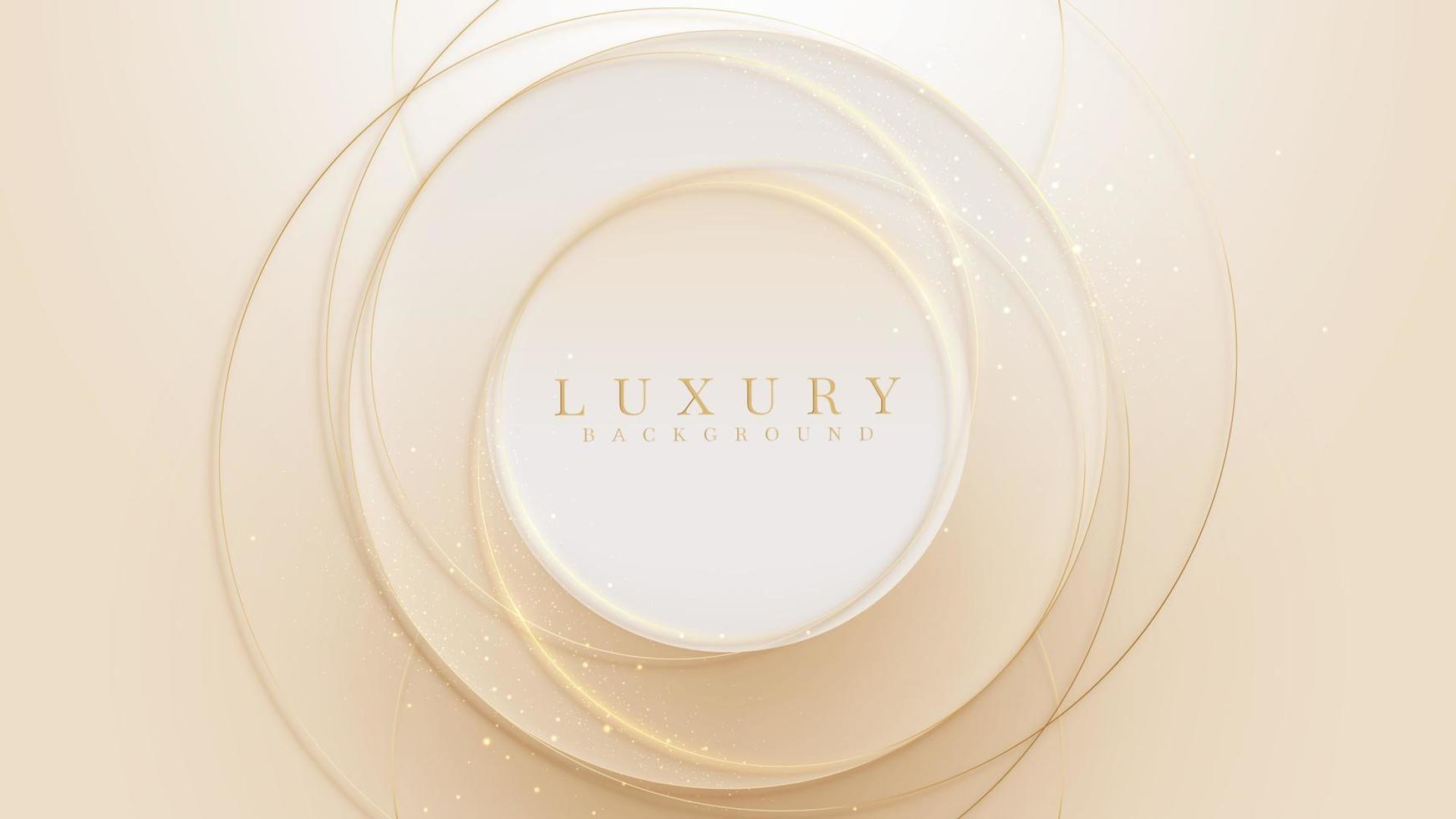 Golden circle luxury background with sparkle light glittering elements. vector