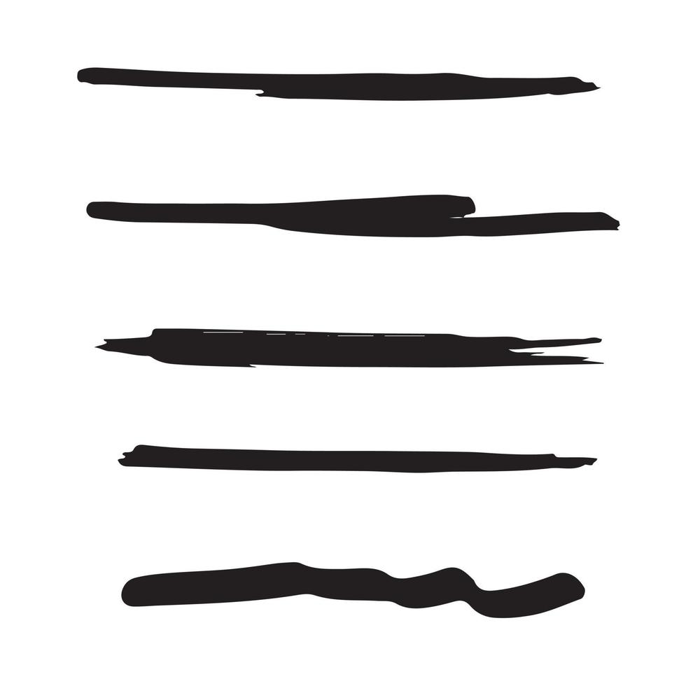 Set of black ink brush stroke line. Set of line vector illustration.