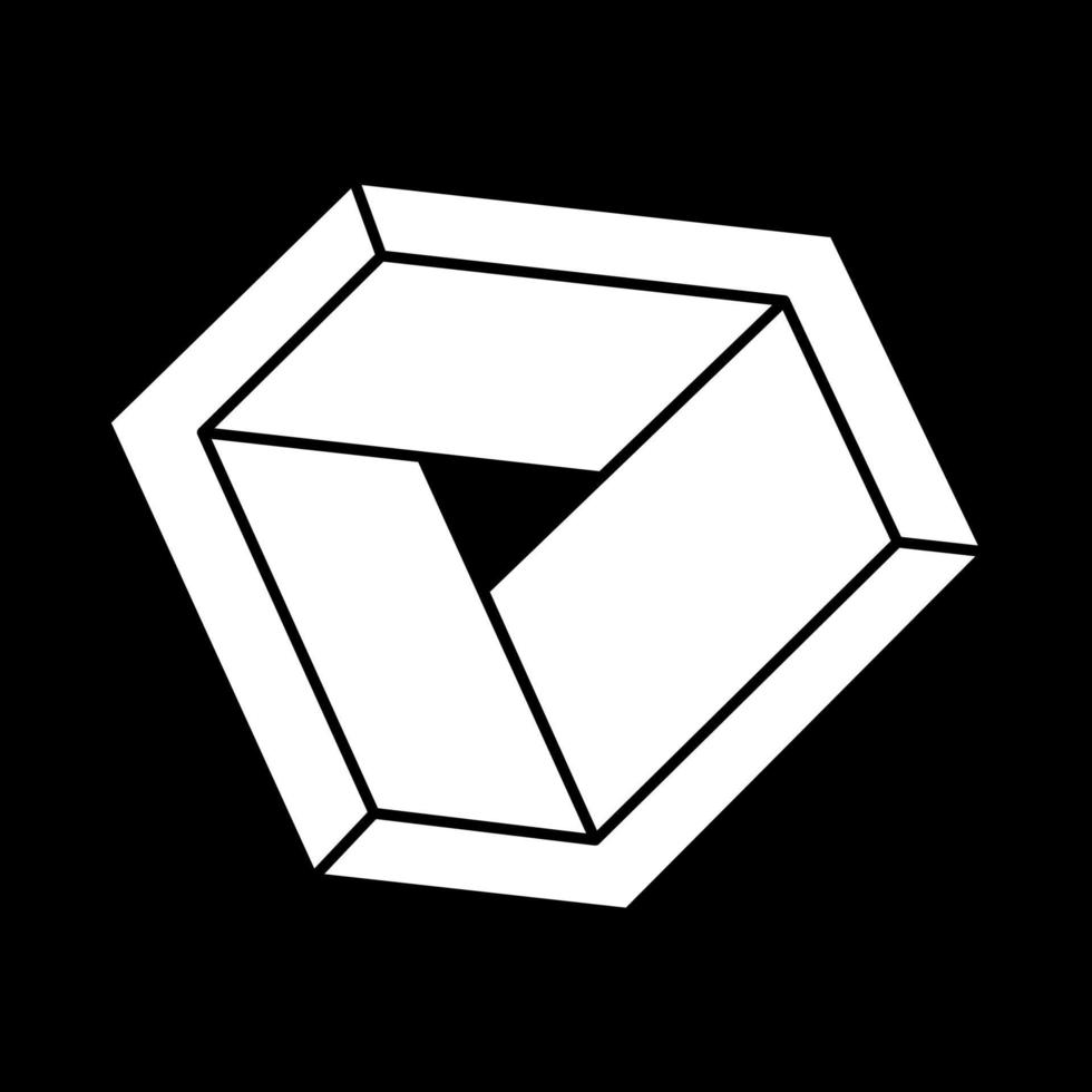 Impossible shapes. Web design element. Optical illusion object. Geometric figure. vector