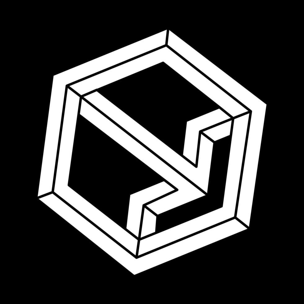 Optical illusion objects. Line design. Impossible shape. Optical art. vector