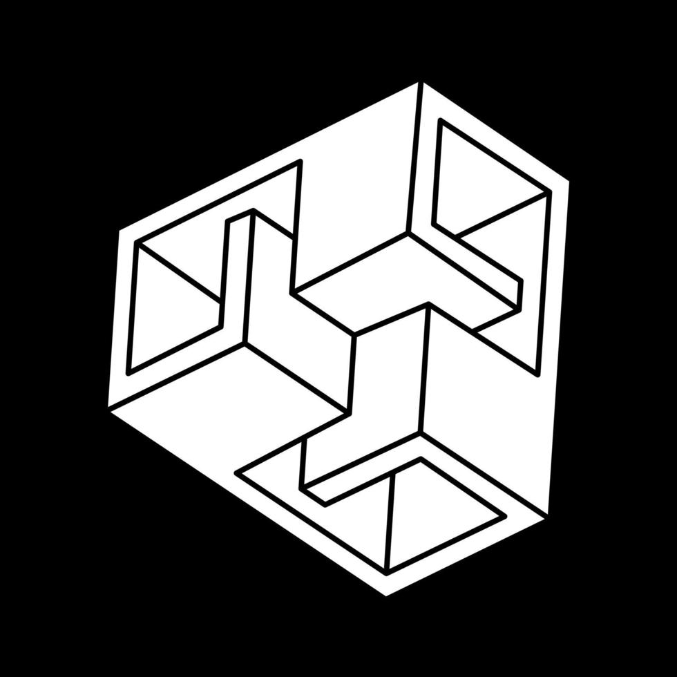 Impossible shapes. Web design element. Optical illusion object. Line design. Geometric figures. vector