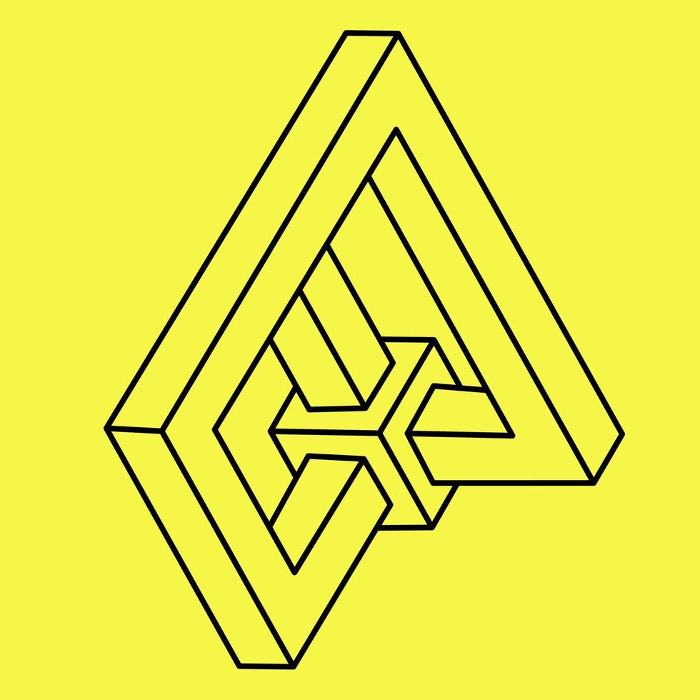 Impossible object. Isolated on a yellow background. Optical illusion. vector