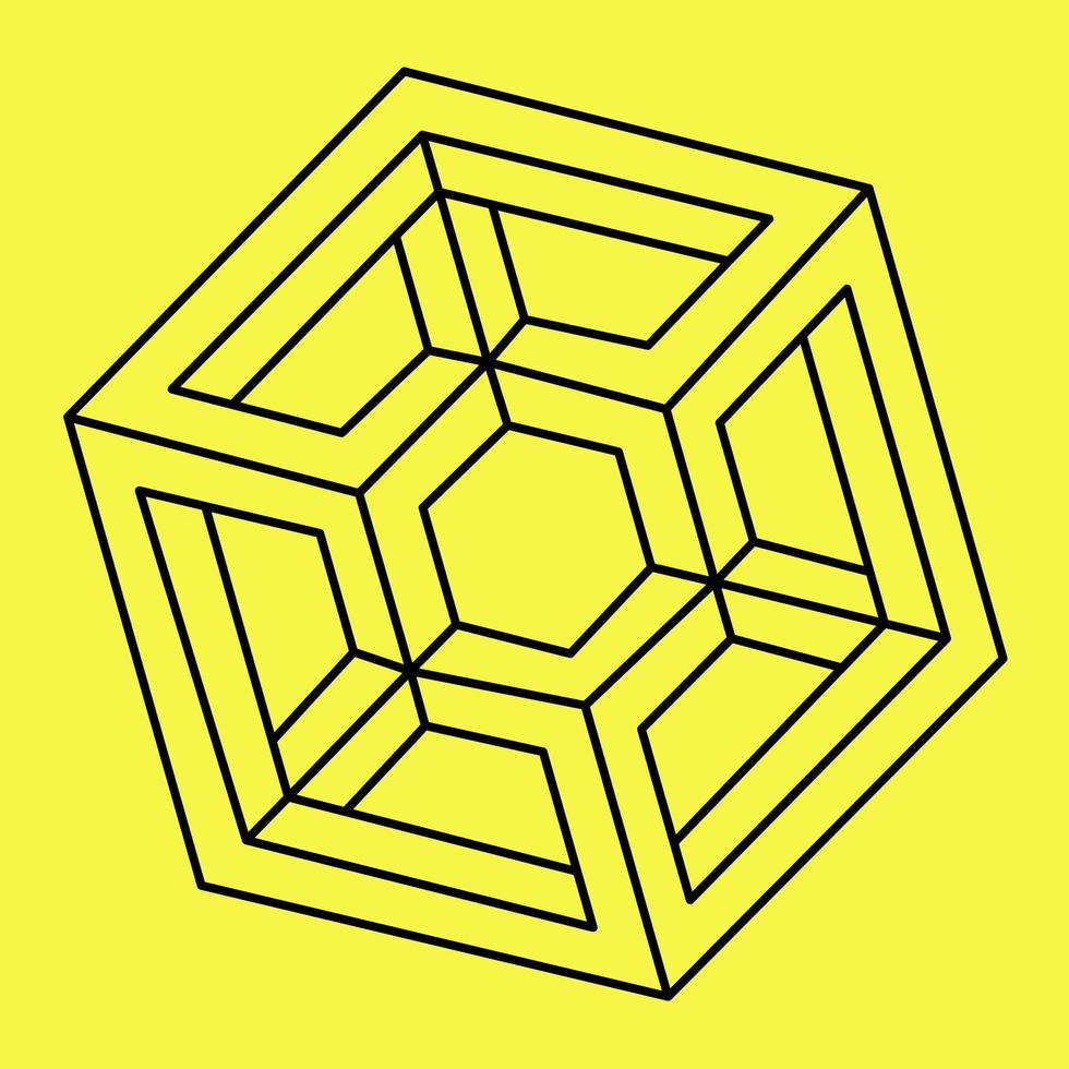 Geometric shape. Optical illusion cube. vector