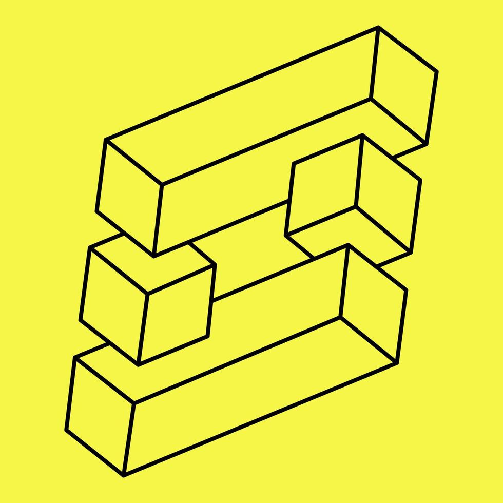 Illusion shape. 3d geometry. Optical illusion. Sacred geometry. vector