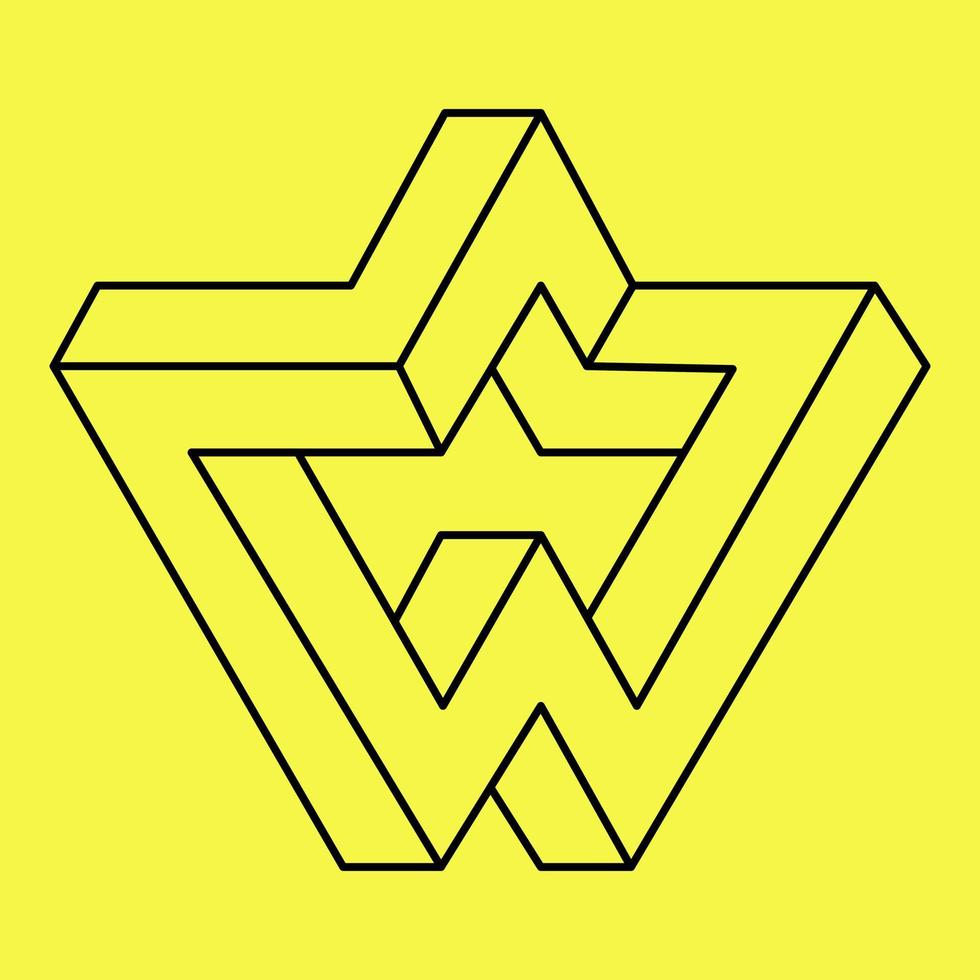 Impossible optical illusion shape. Optical art objects. Impossible figures. Sacred geometry. Op art. Line design. vector