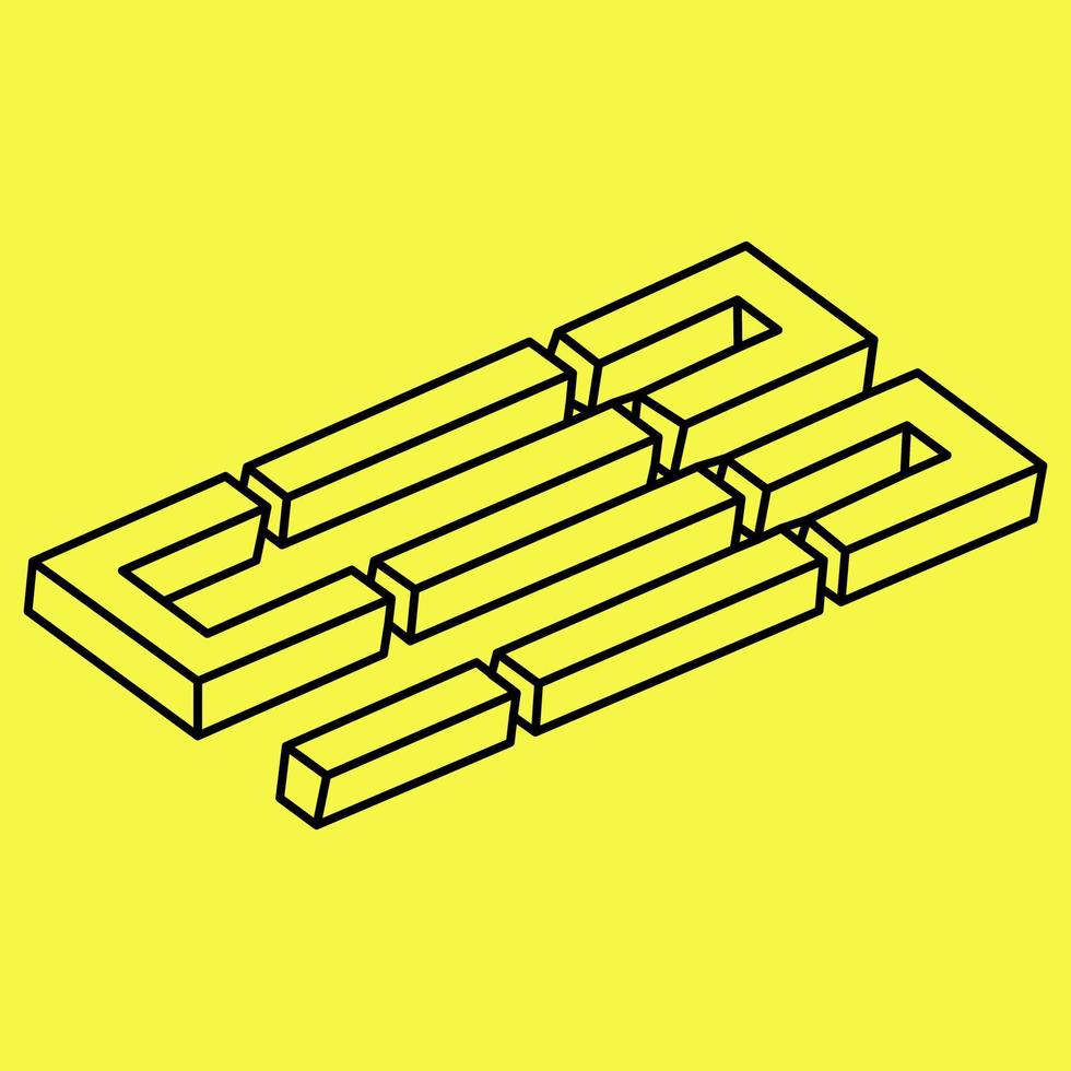 Impossible object. Optical illusion figure. 3d illustration. Geometric shapes. vector