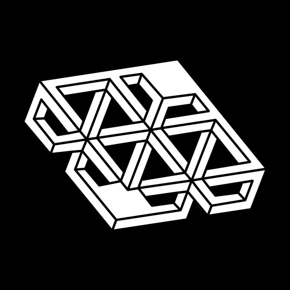 Optical illusion object. Impossible shape logo design. Sacred geometry figures. vector