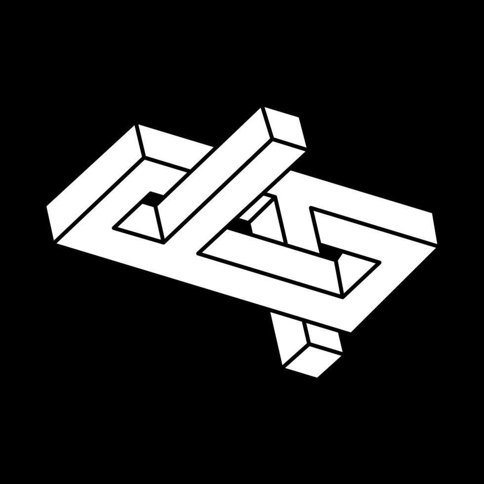 Optical illusion shape. Optical art object. Impossible figures. Sacred geometry. vector