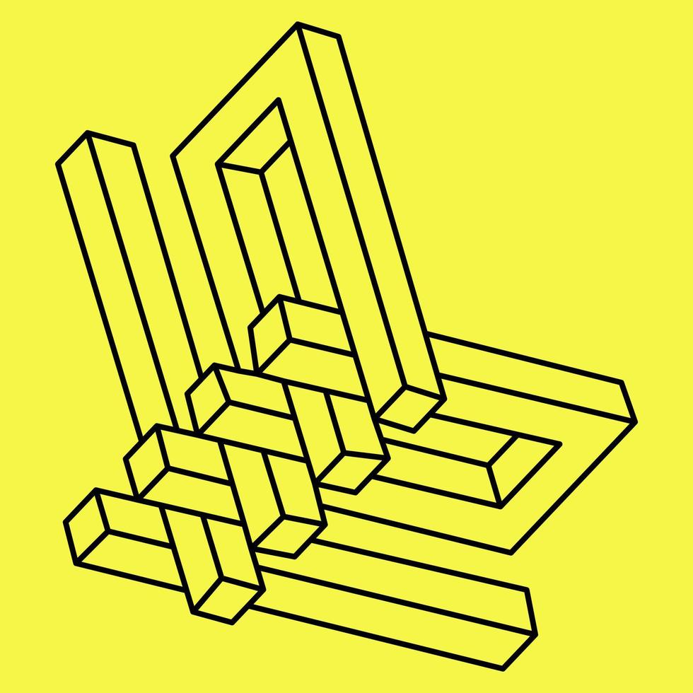 Impossible shape. Line design. Impossible figure. Optical illusion objects. Op art. Geometry. vector