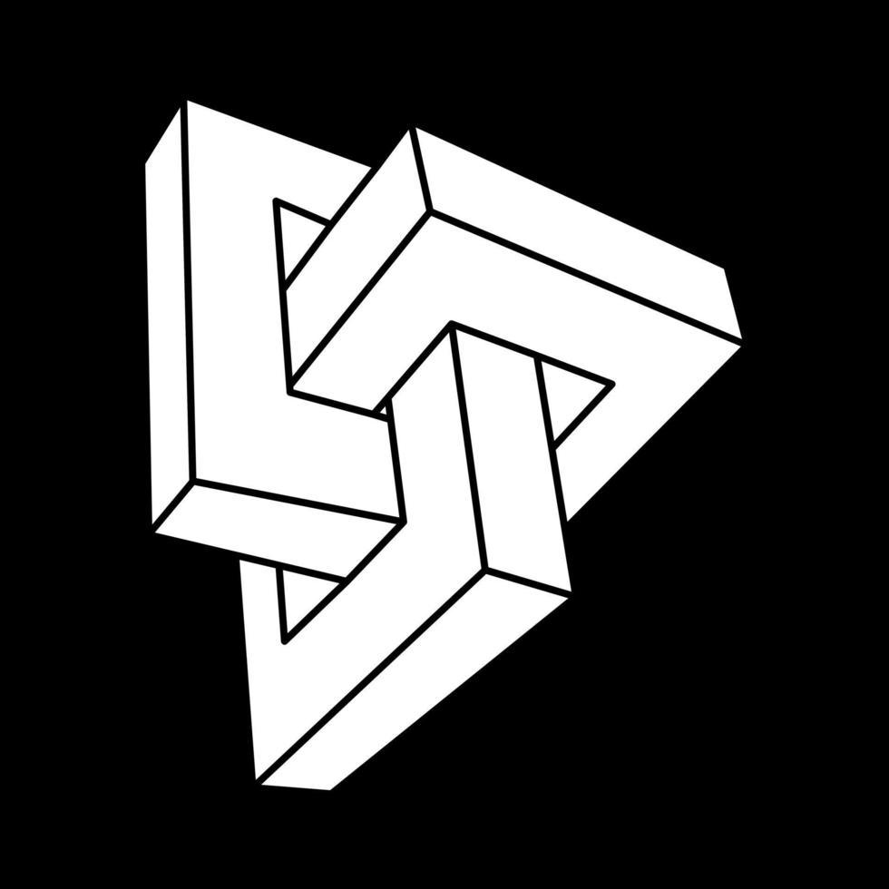 Impossible optical illusion shapes. Optical art object. Sacred geometry. Impossible figures. Line art. vector