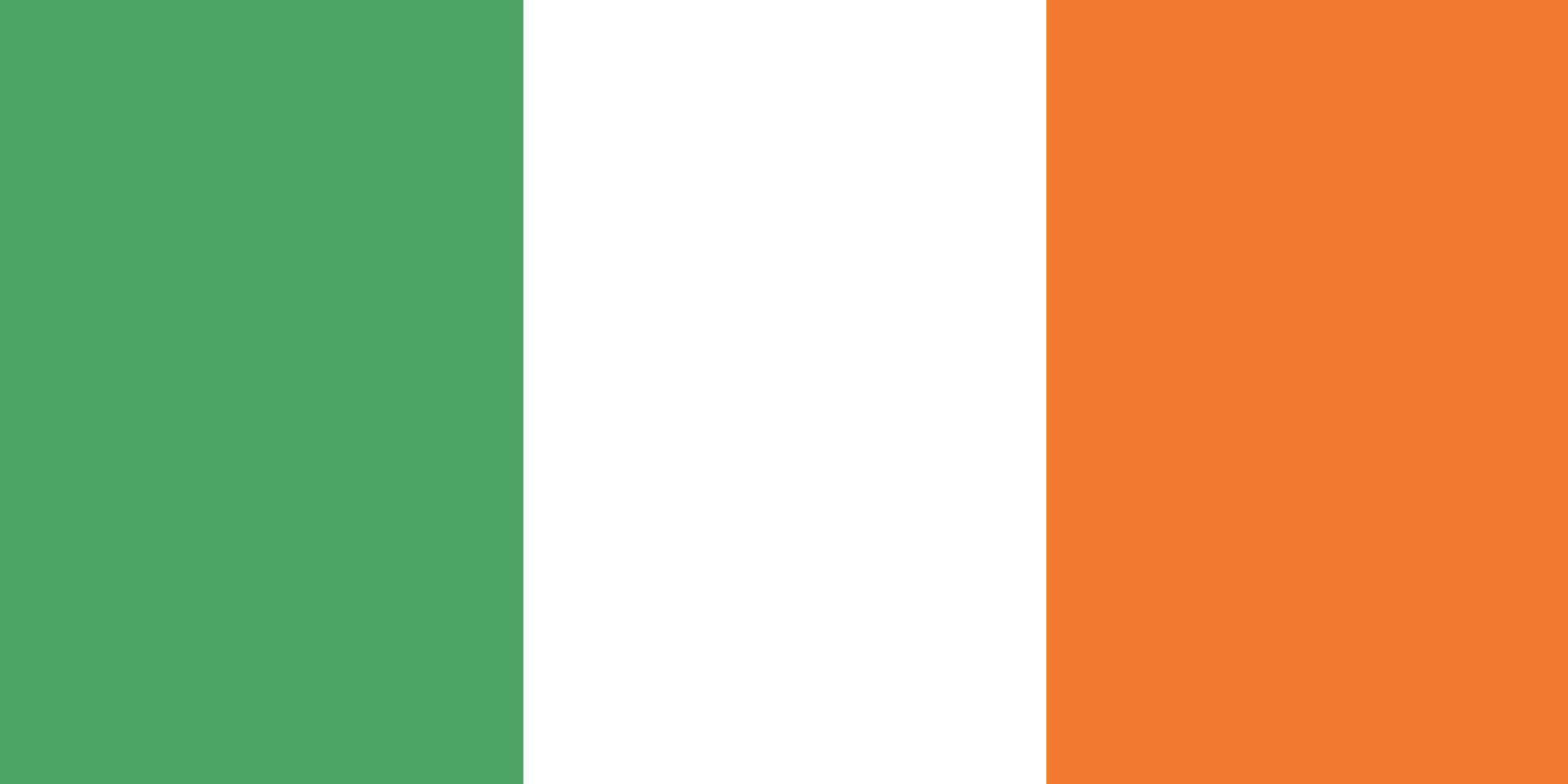 Ireland flag. Official colors and proportions. National Ireland flag. vector