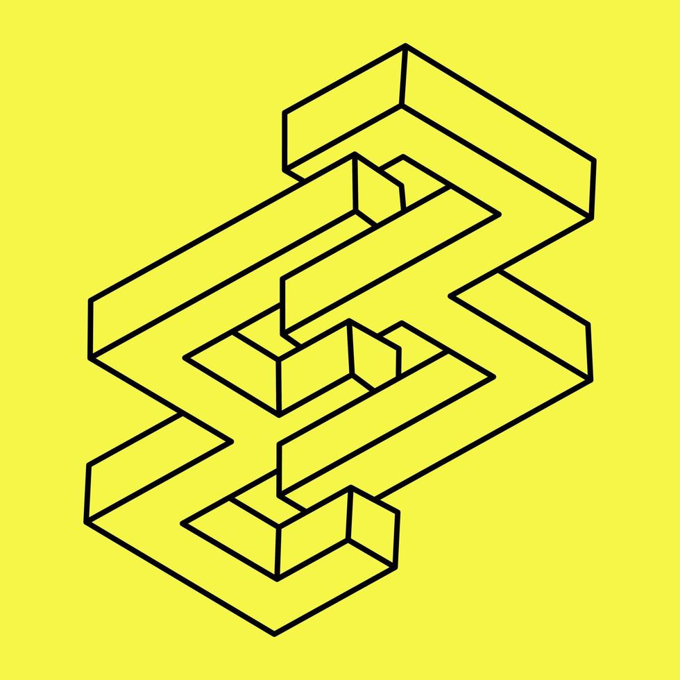 Impossible shape. Web design elements. Optical illusion object. Line design. Optical art figures. vector