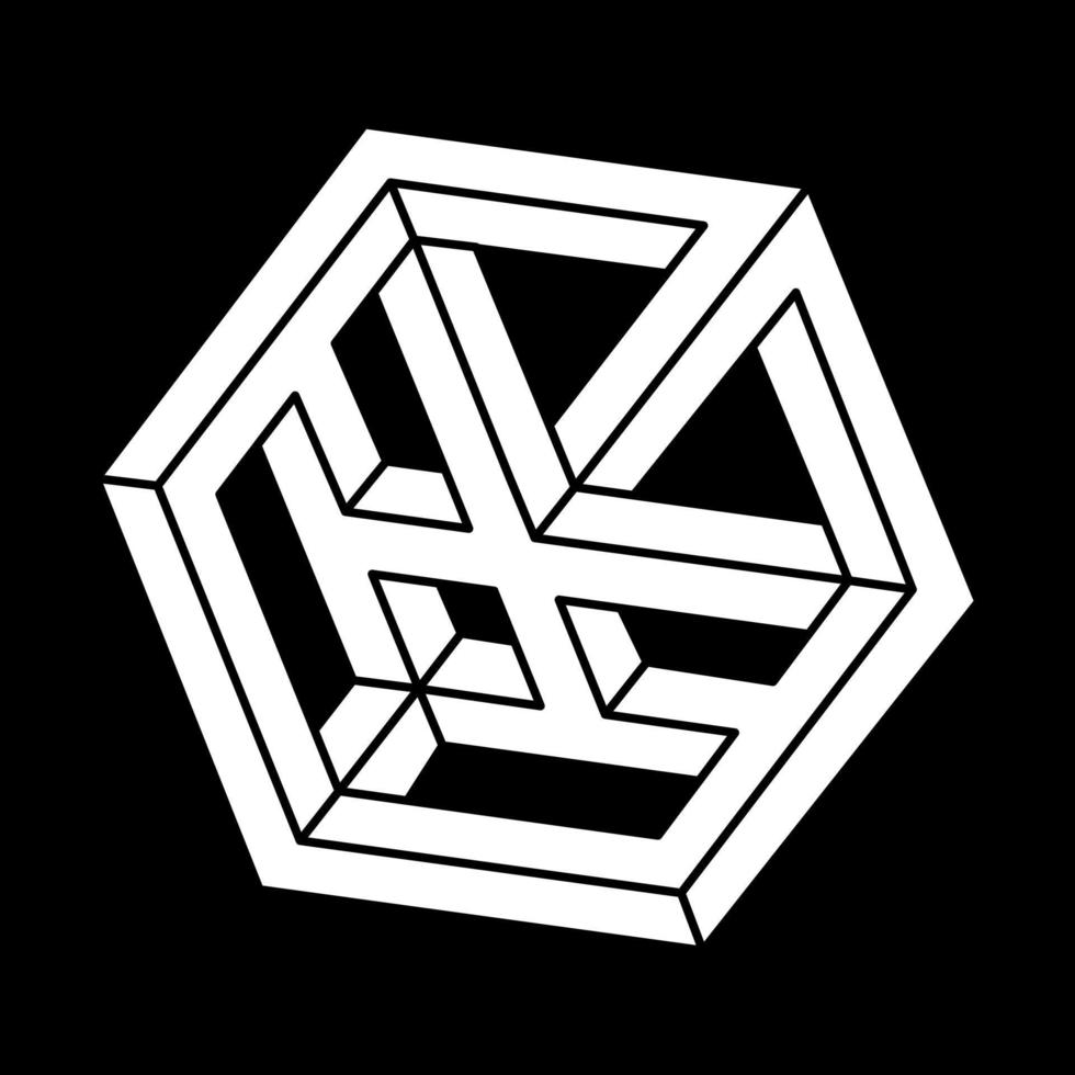 Optical illusion objects. Line design. Impossible shapes. vector