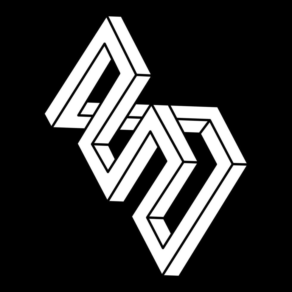 objeto de ilusión óptica. diseño de logotipo de forma imposible. paradoja. figura de geometría sagrada. vector