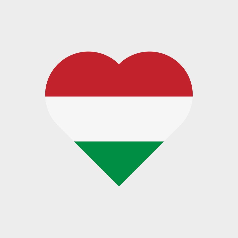 The flag of Hungary in a heart shape. Hungarian flag vector icon isolated on white background