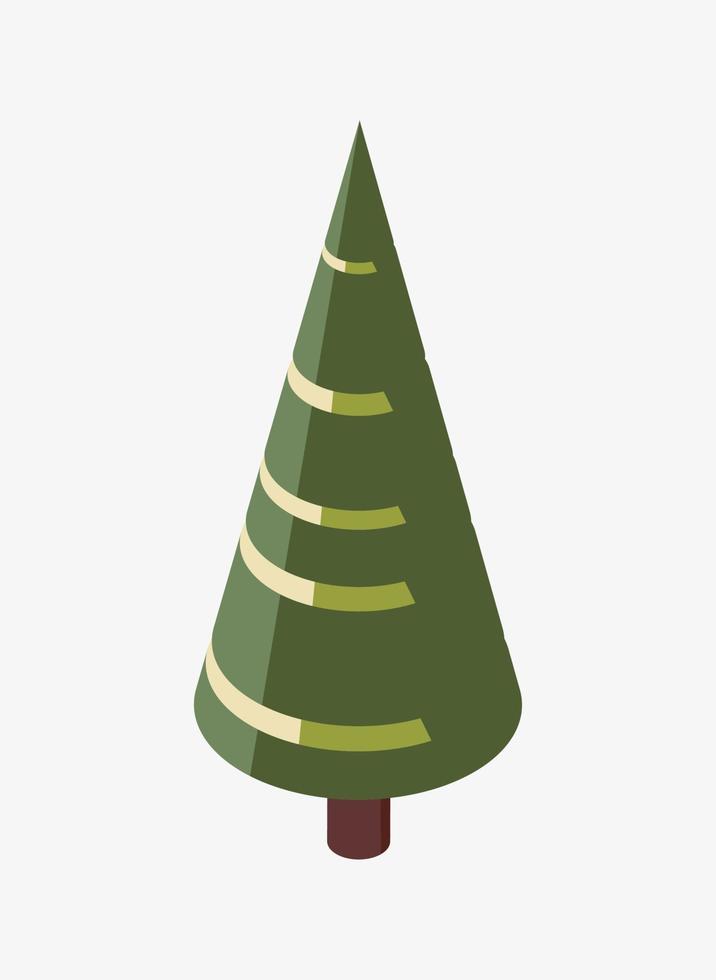 Vector illustration of simple isometric tree isolated on white background. Pine, spruce, fir tree vector symbol. Isometric conifer