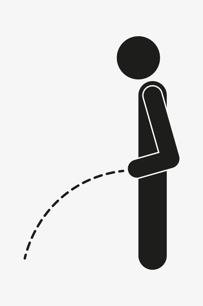 Man peeing. Person urinating. Vector icon isolated on white background