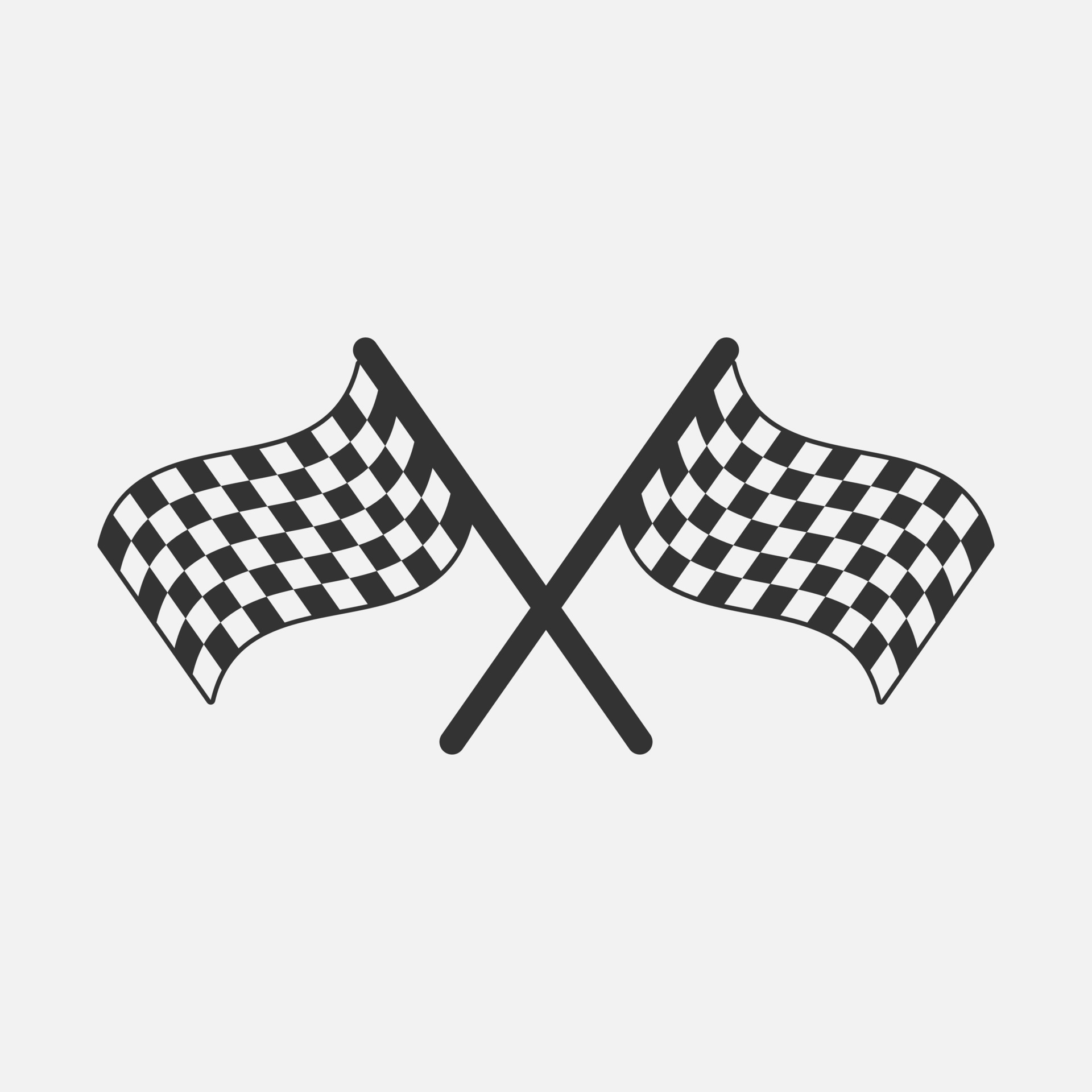 Two Crossed Checkered Racing Flags Vector Icon Isolated On White