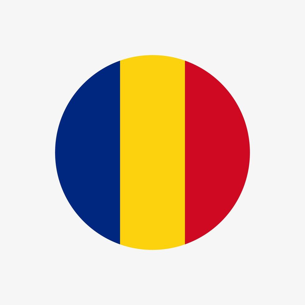 icono de vector de bandera rumana redonda aislado sobre fondo blanco. la bandera de rumania en un círculo