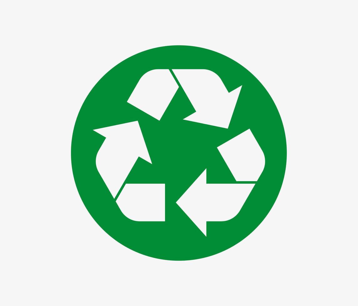 Recycle icon vector green circle. Eco recycling