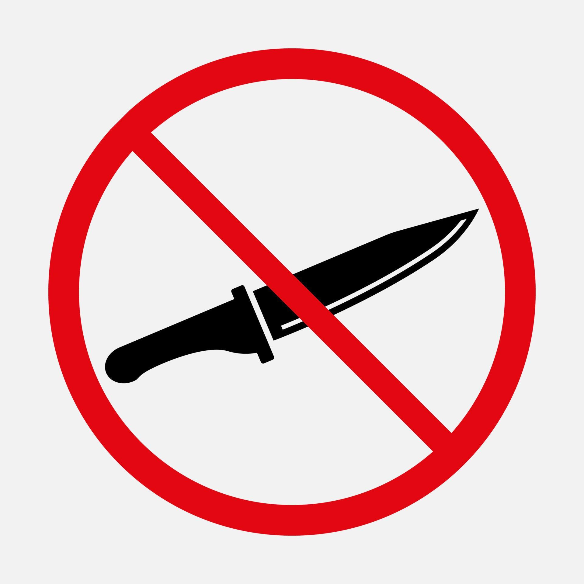 No knife sign. Knives not allowed vector icon isolated on white