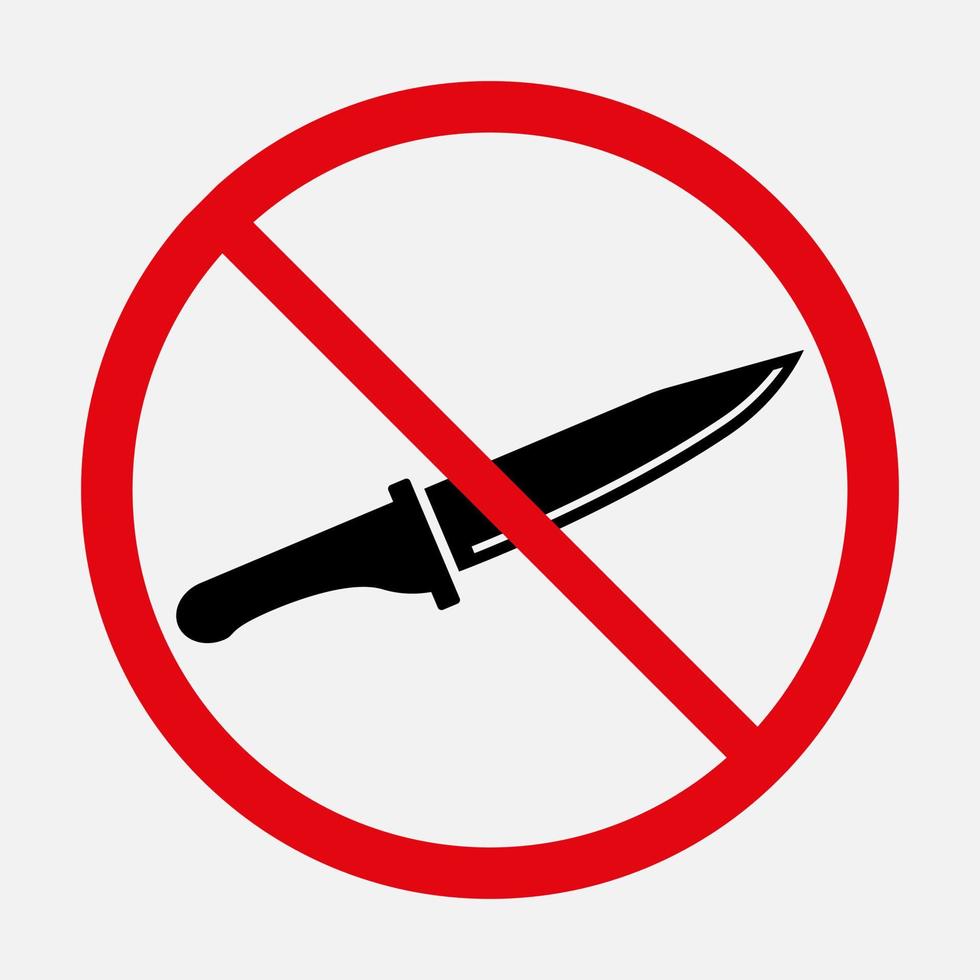 No knife sign. Knives not allowed vector icon isolated on white background